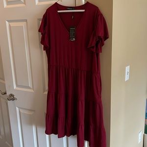 Burgundy, red tiered dress CELKUSER Size 20